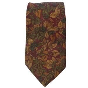 Vintage Woodward Men's 57 X 3 3/4 Burgundy Leaves Design Tie